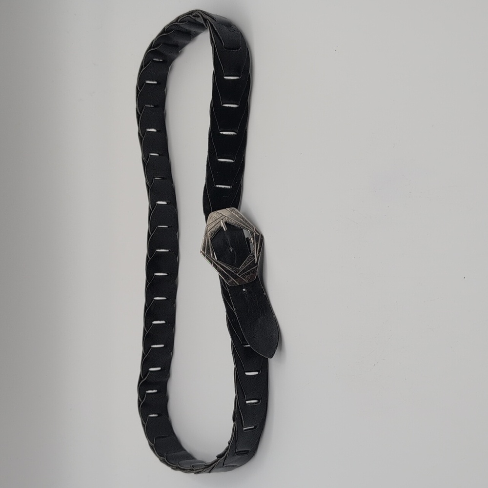 Black Layered Belt with Silver Buckle
